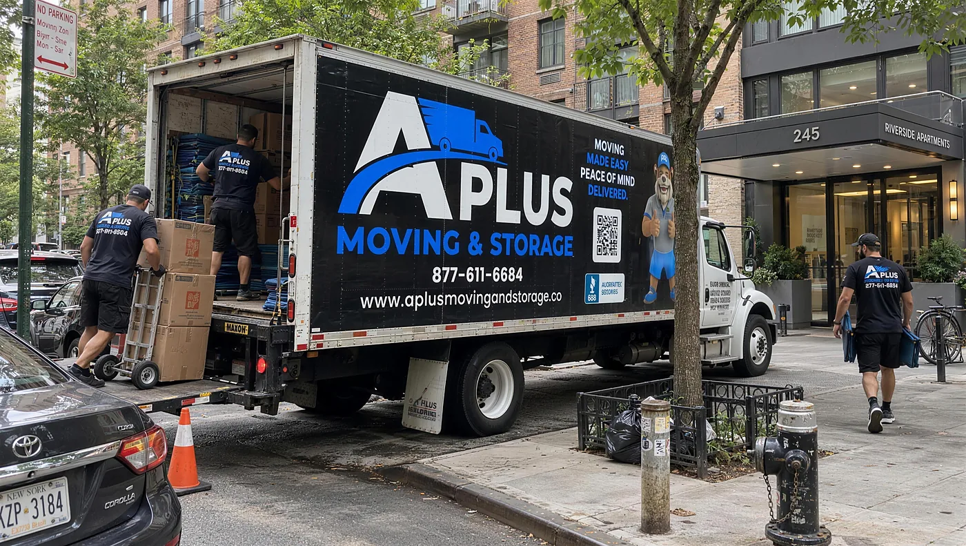 A Plus crew loading on a city street
