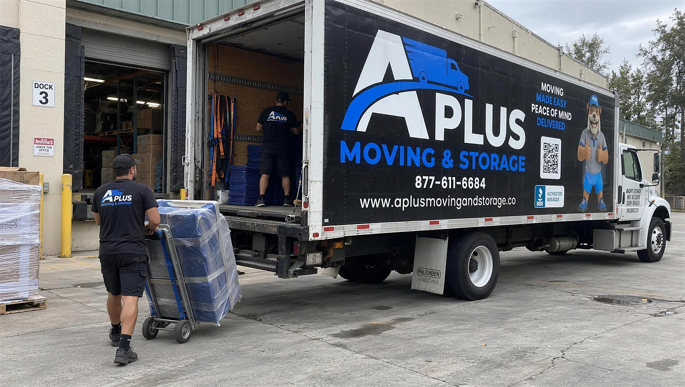 A Plus crew loading at the warehouse dock